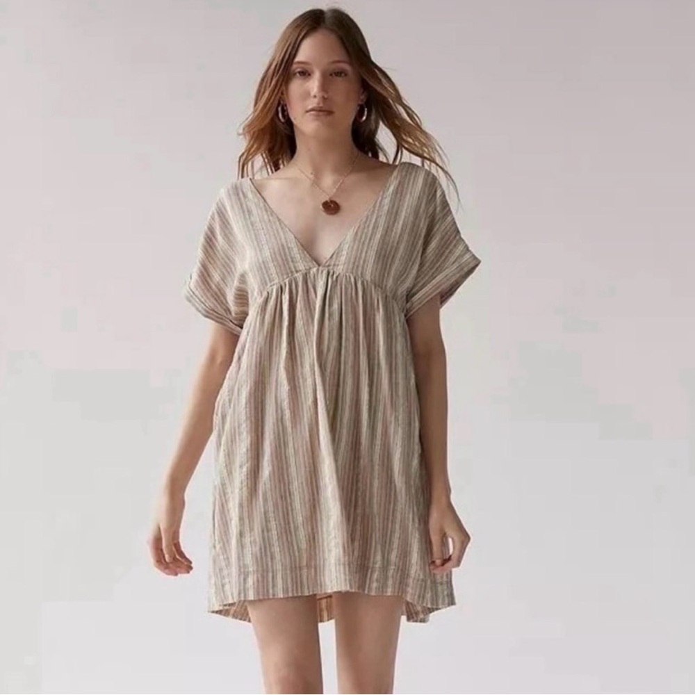 Urban Outfitters Serendipity neutral linen babydoll dress